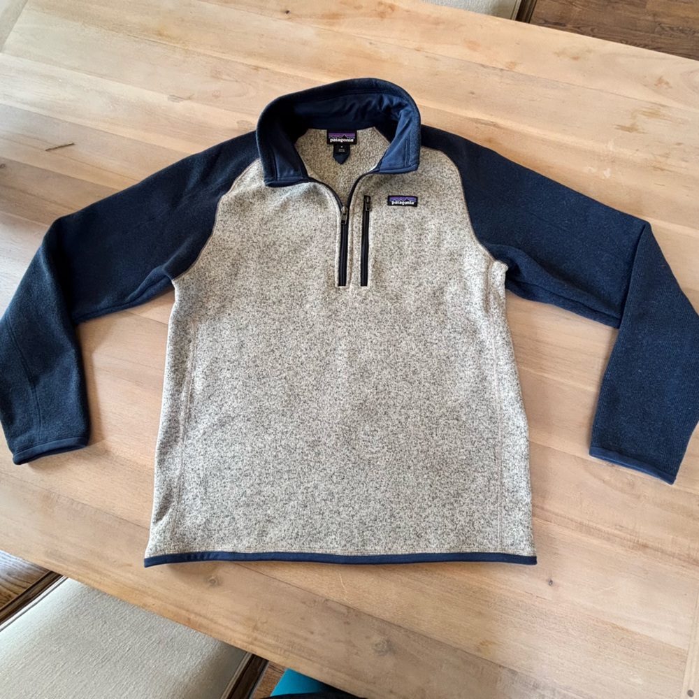 Patagonia Navy and Beige Fleece Pullover